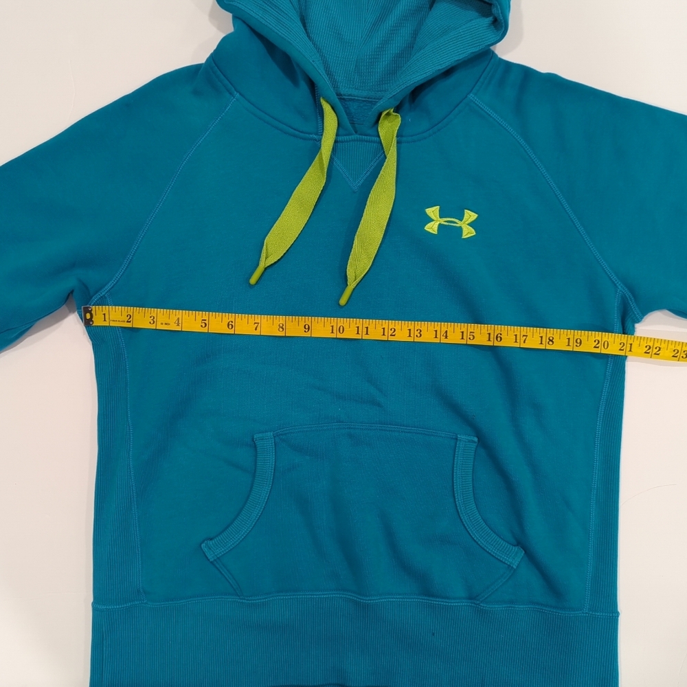 Under Armour Storm Cold Gear Teal Blue Hoodie with Green Accents Women's Medium - Picture 11 of 13